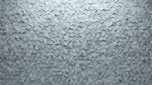 Diamond Shaped, Concrete Wall background with tiles. Polished, tile Wallpaper with Futuristic, 3D blocks. 3D Render