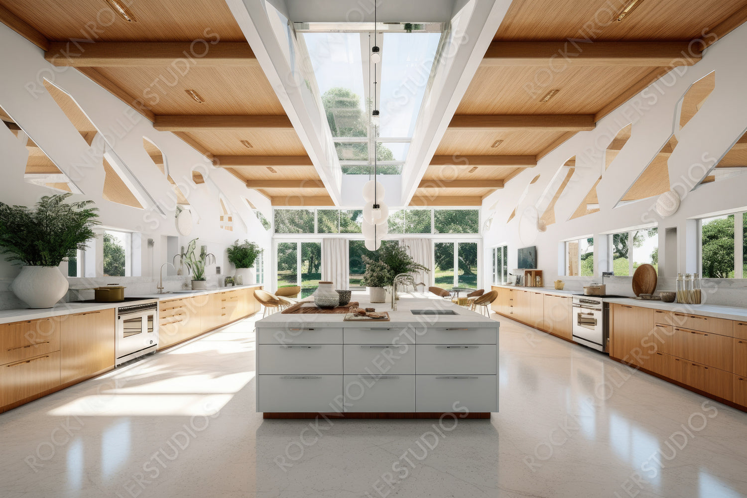 Modern Kitchen Background. Contemporary Interior Design. Generative AI.