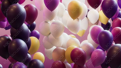 Colorful Birthday Balloons in Purple, Yellow and White. Modern Wallpaper.
