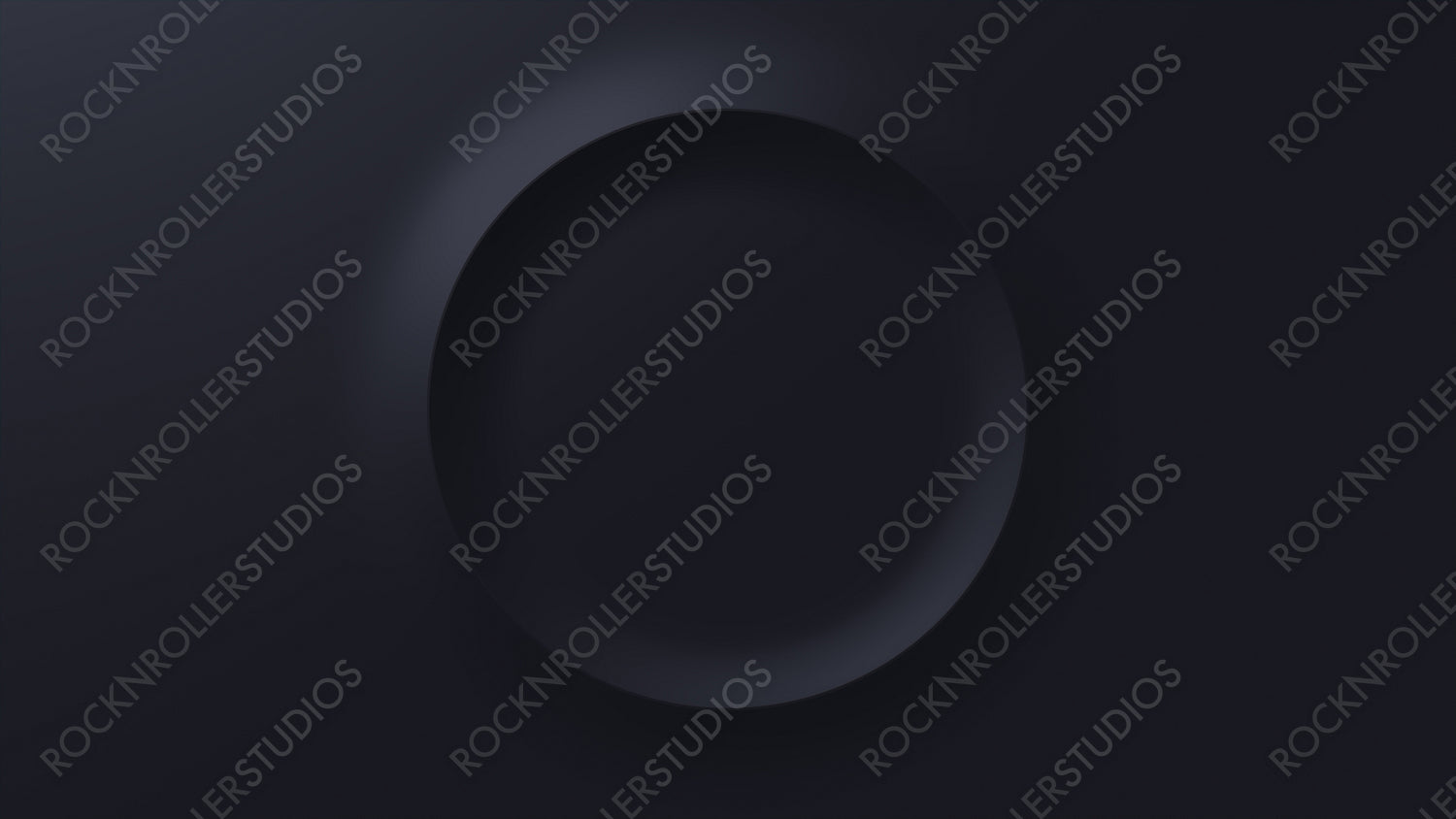 Minimalist Background with Embossed Circle. Black Surface with Raised 3D Shape. 3D Render.