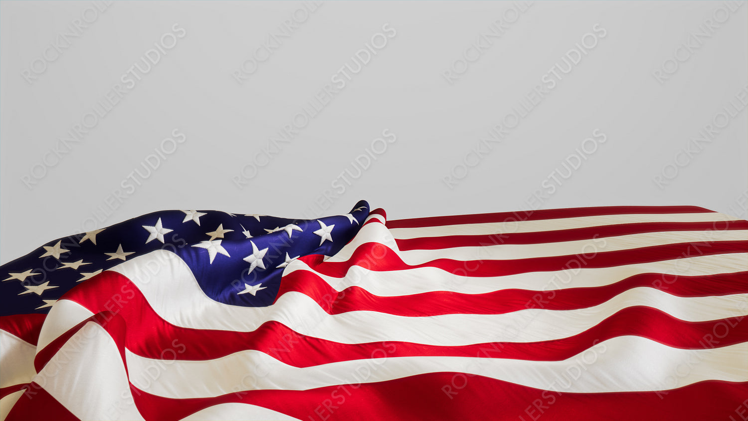 Independence Day Banner with American Flag, Isolated on White Background with Copy-Space.