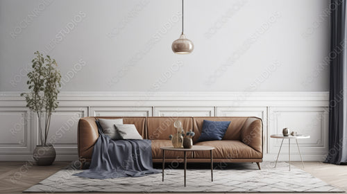 Stylish Interior Design Background. Scandinavian Frame Mockup. Generative AI.