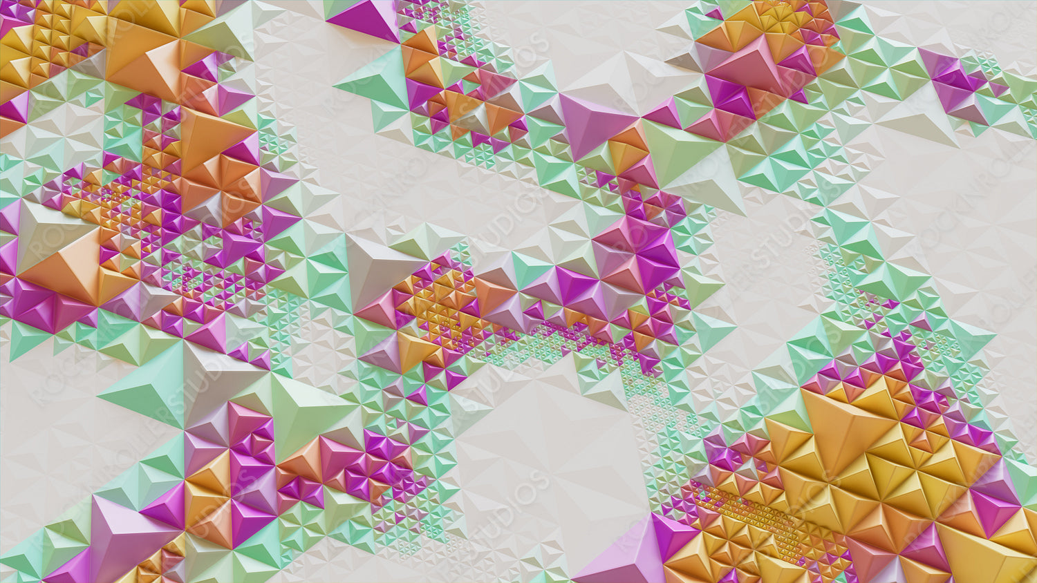 Bright High Tech Surface with Tetrahedrons. Multicolored Three-Dimensional 3d Texture.