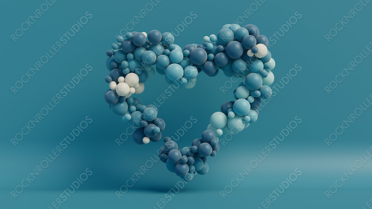 Multicolored Balloon Love Heart. Blue, Cyan and White Balloons arranged in a heart shape. 3D Render 