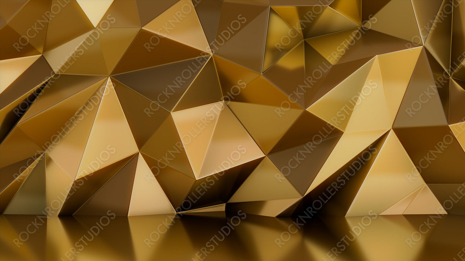 Gold 3D Angular Shaped Wall. Futuristic Architectural Background.
