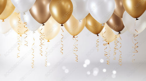 Gold And White Balloons. Celebration Image.