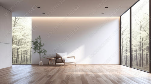 Stylish Interior Design Background. Minimal Room. Generative AI.