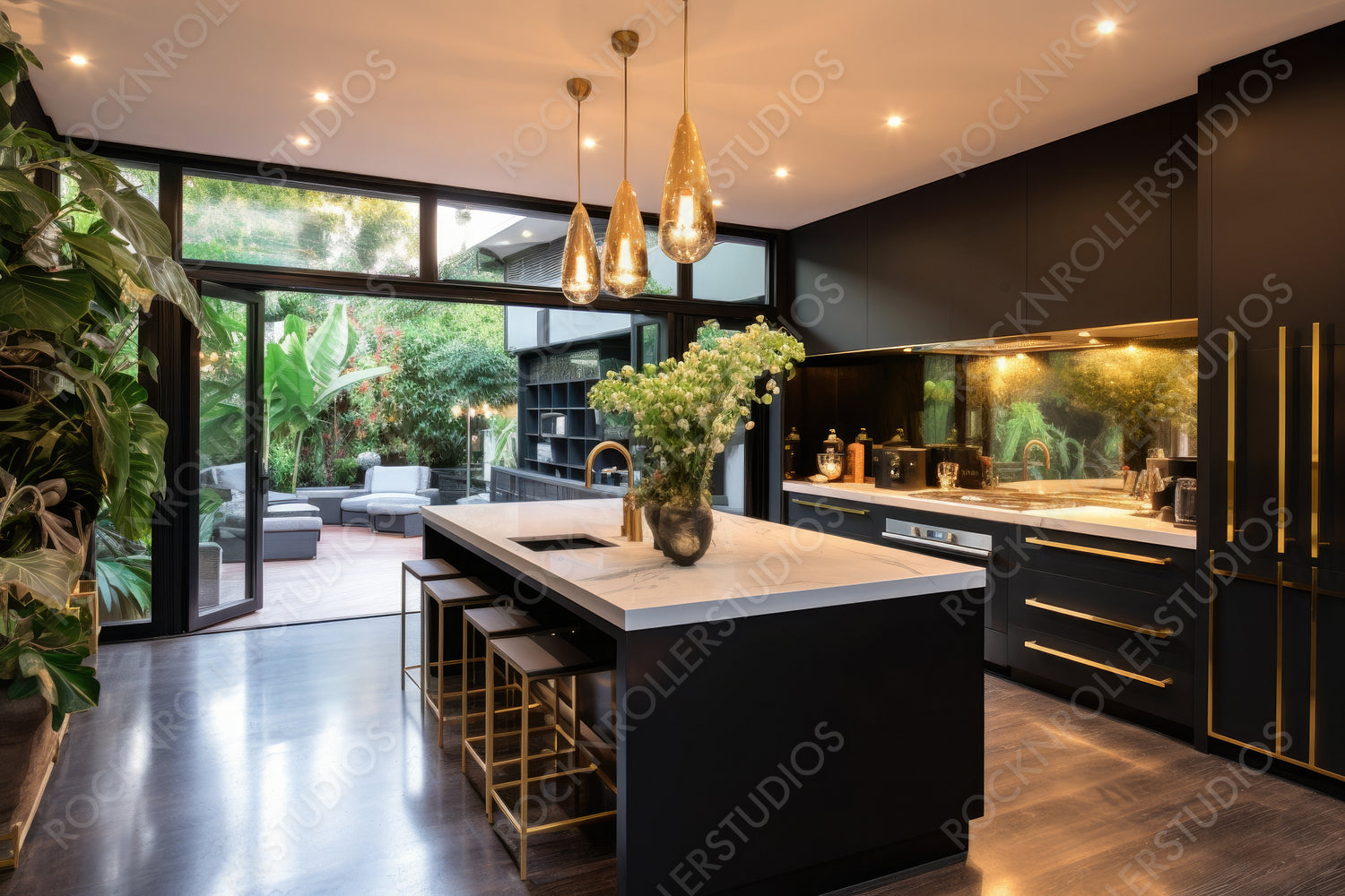 Modern Kitchen Background. Stylish Interior Design. Generative AI.