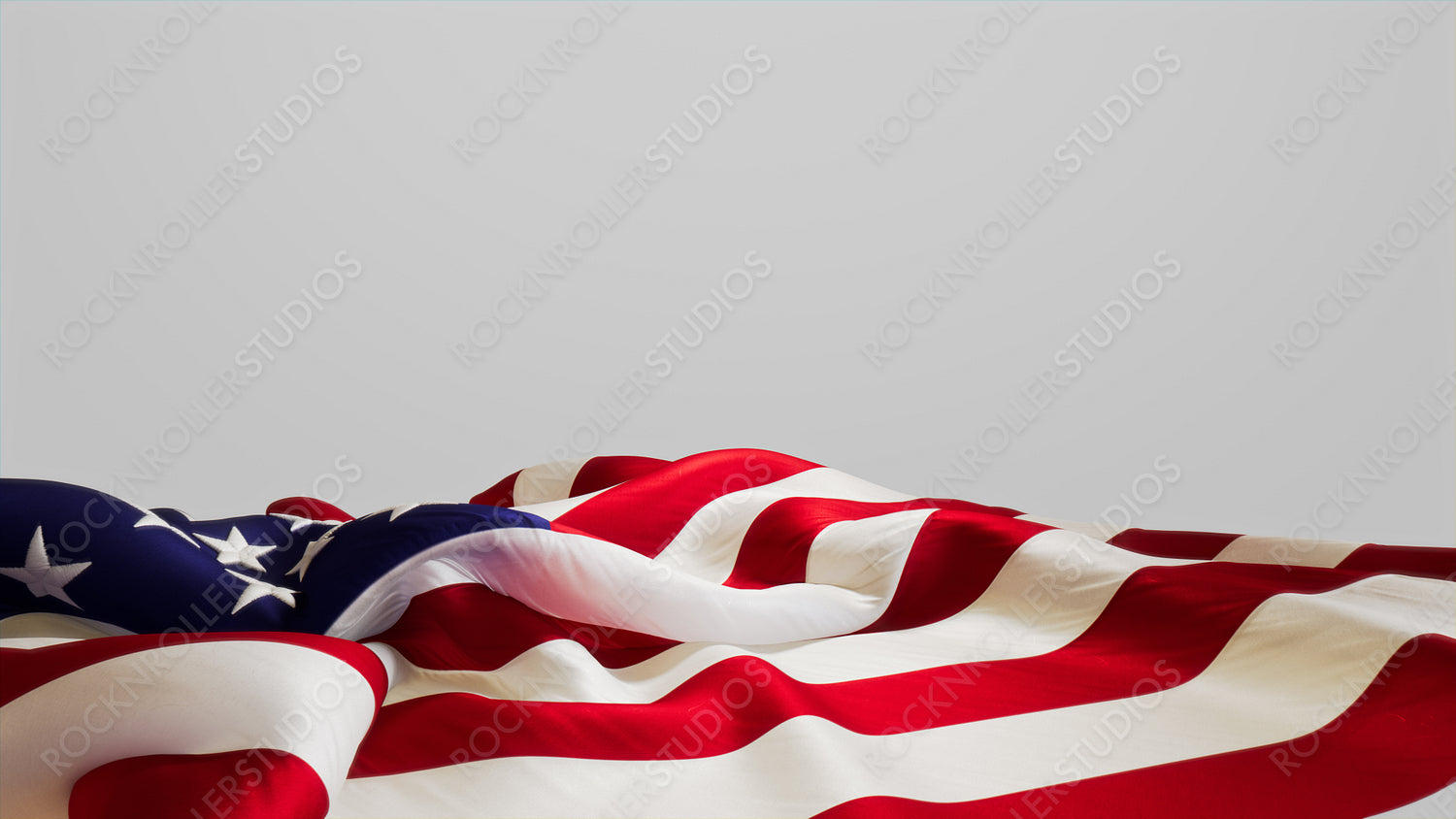 Authentic Banner for Memorial Day with United States Flag, Isolated on White Background with Copy-Space.
