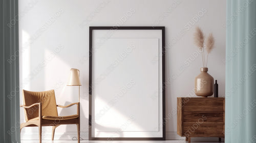 Minimal Frame Mockup. Stylish Interior Design Background. Generative AI.