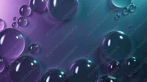 Condensation Droplets on Teal and Violet Background. Science Banner with Copy-Space.