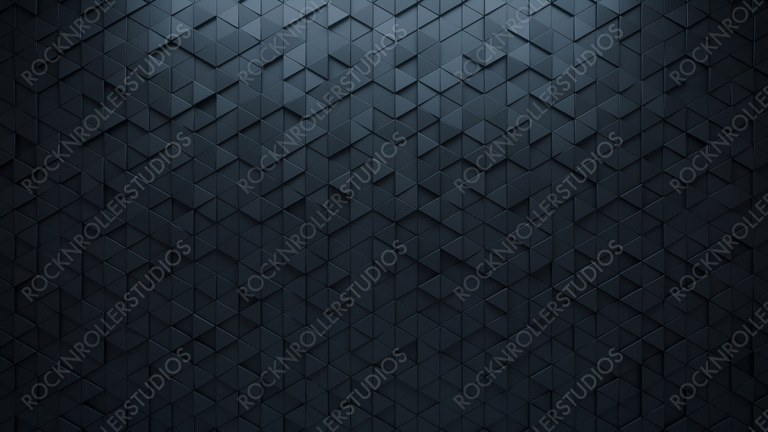 Polished, 3D Mosaic Tiles arranged in the shape of a wall. Black, Triangular, Bricks stacked to create a Semigloss block background. 3D Render