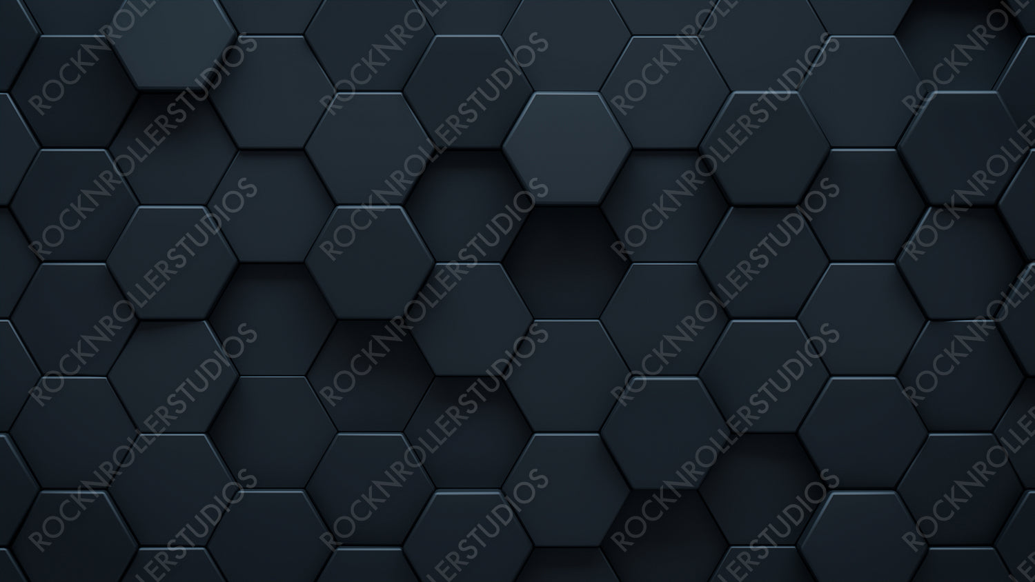 Futuristic, High Tech, dark background, with a hexagonal cellular structure. Wall texture with a 3D hexagon tile pattern. 3D render