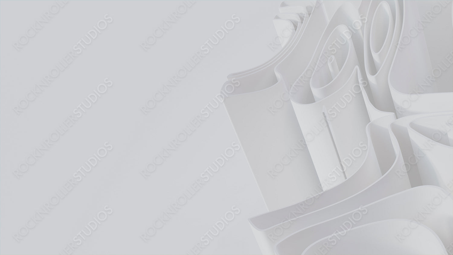 Abstract wallpaper made of White 3D Ribbons. Light 3D Render with copy-space. 