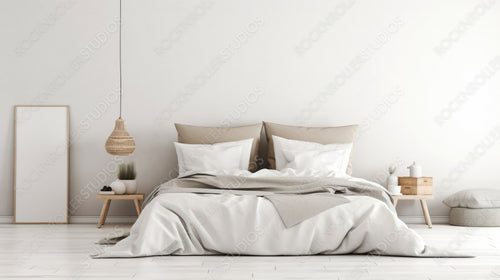 Modern Bedroom Background. Contemporary Interior Design. Generative AI.