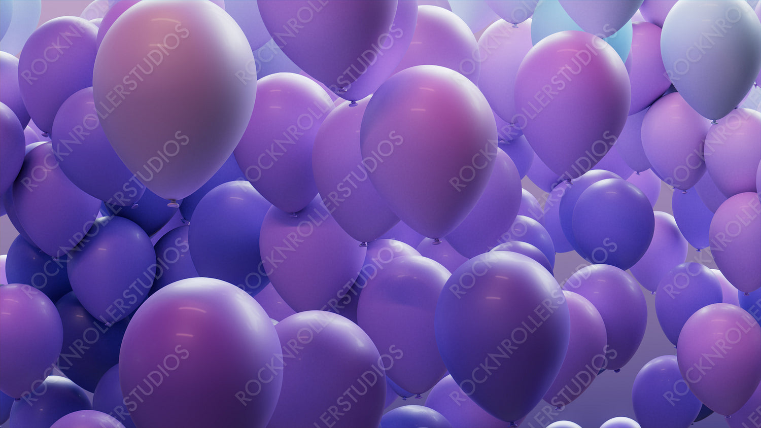 Blue, Violet and Turquoise Balloons Rising in the Air. Youthful, Celebration Wallpaper.