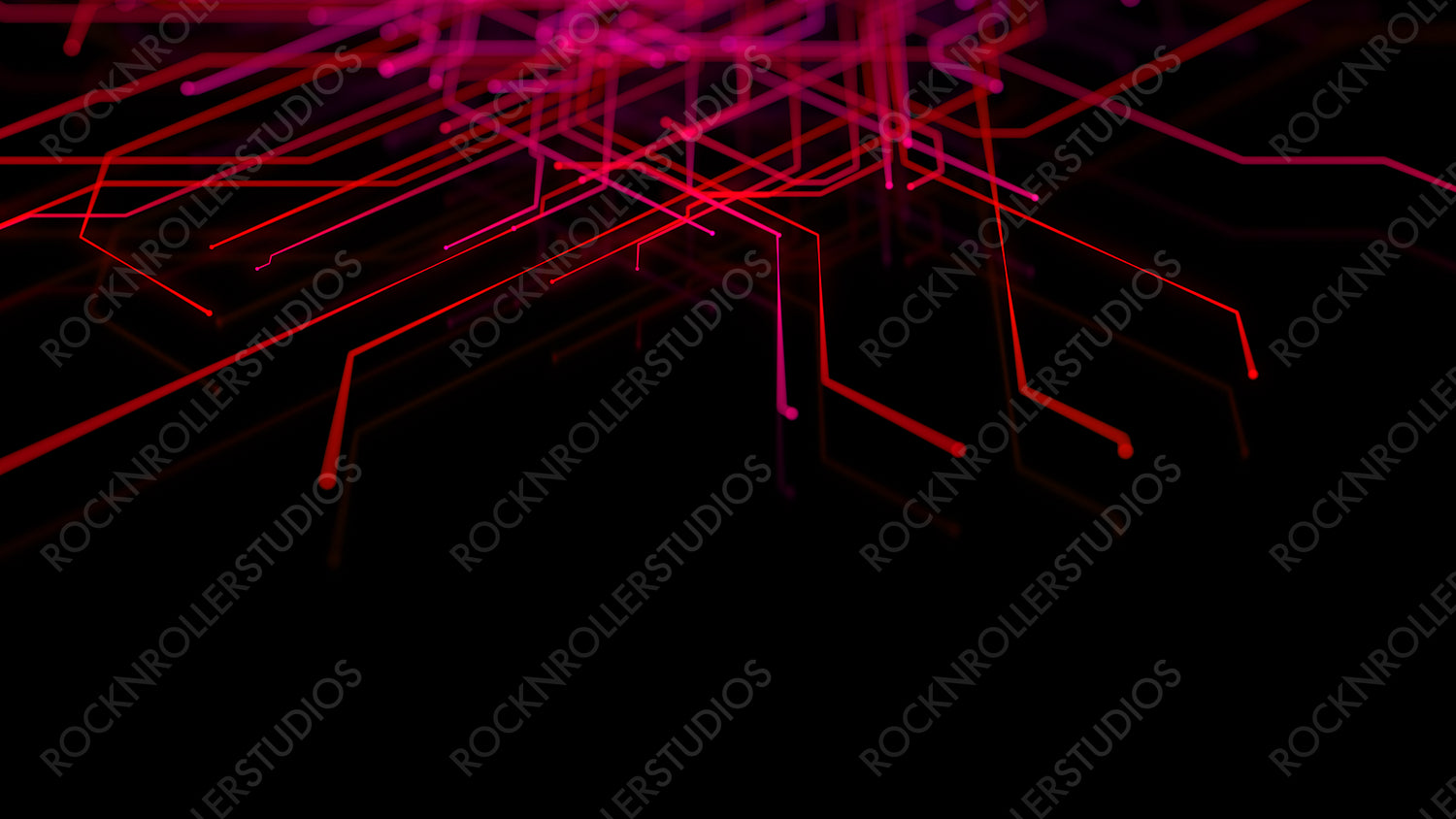 Red and Pink Network Lines form a Futuristic High-Tech Grid. Cyberspace Concept with copy-space.