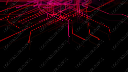 Red and Pink Network Lines form a Futuristic High-Tech Grid. Cyberspace Concept with copy-space.