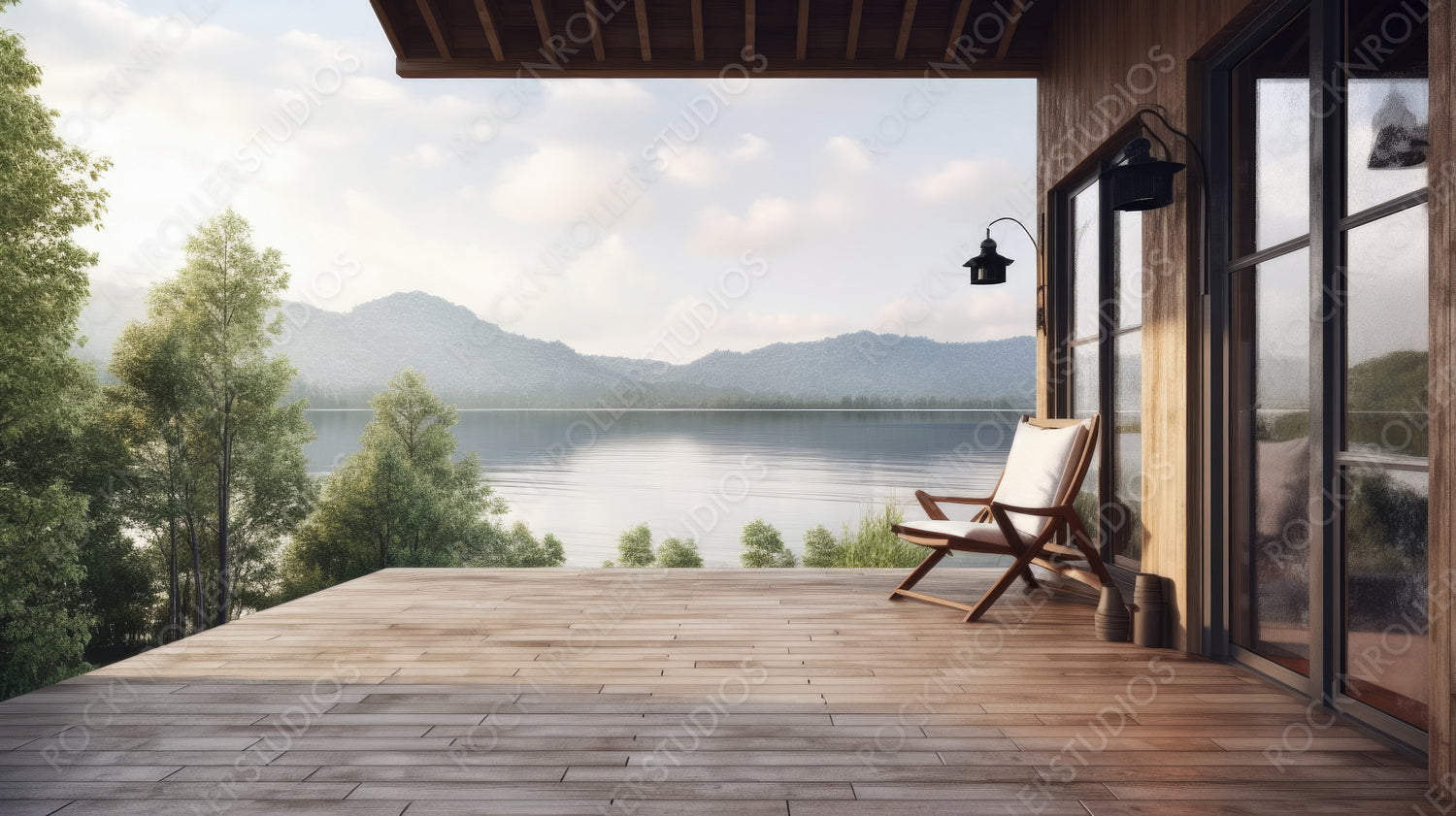 Modern Terrace Background. Stylish Interior Design. Generative AI.