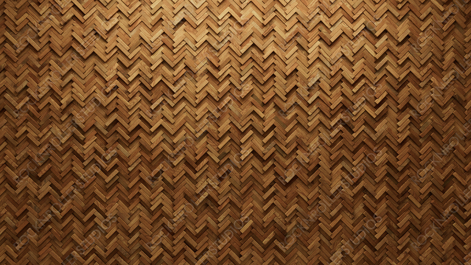 Wood Tiles arranged to create a Soft sheen wall. Natural, 3D Background formed from Herringbone blocks. 3D Render
