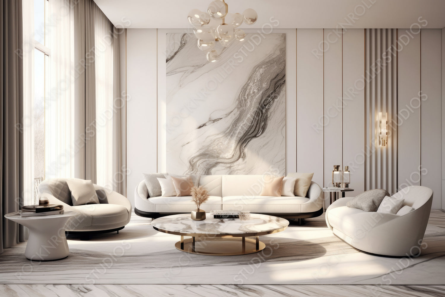 Luxury Home. Contemporary Interior Design Background. Generative AI.