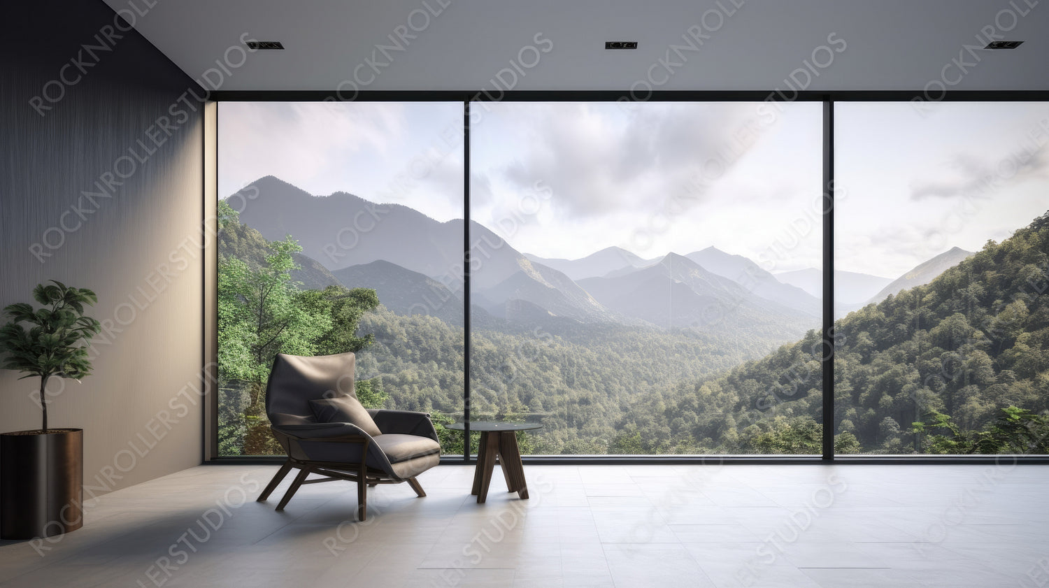 Minimal Interior Design Background. Contemporary Room. Generative AI.