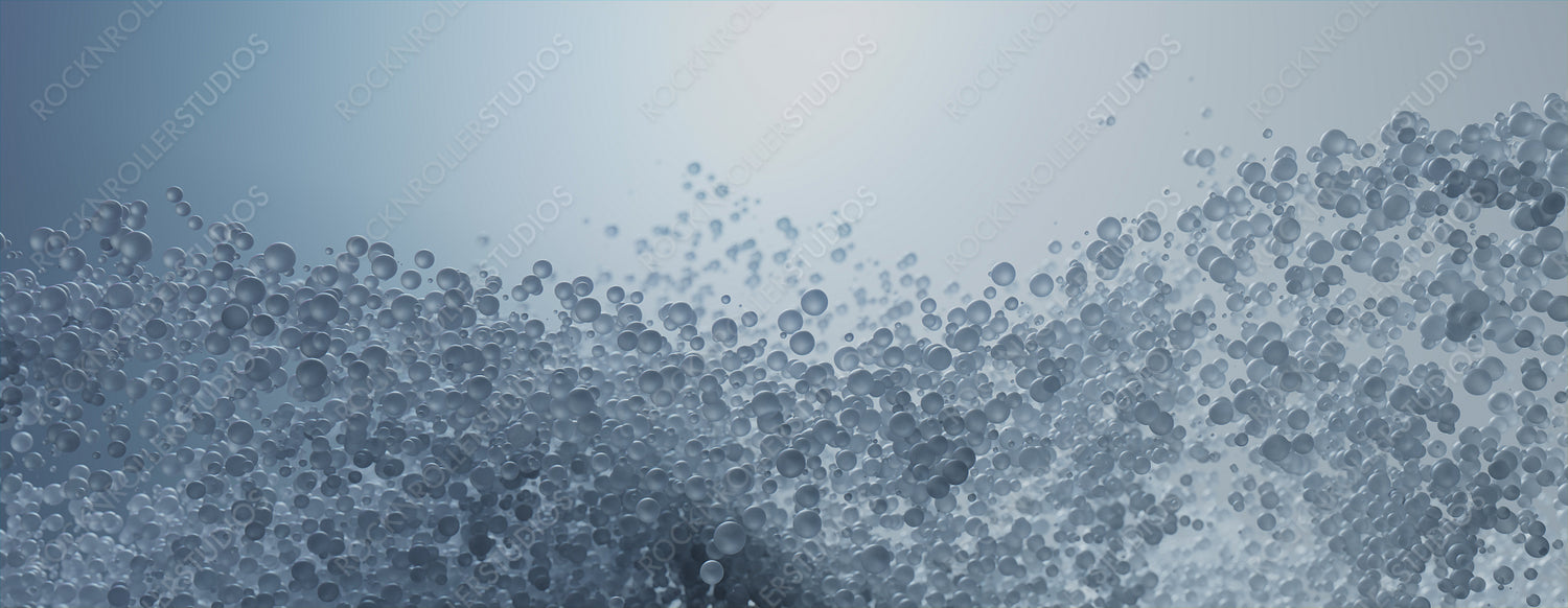 Grey Banner with Modern, Floating Molecules. Pharmaceutical or Innovative Research concept.