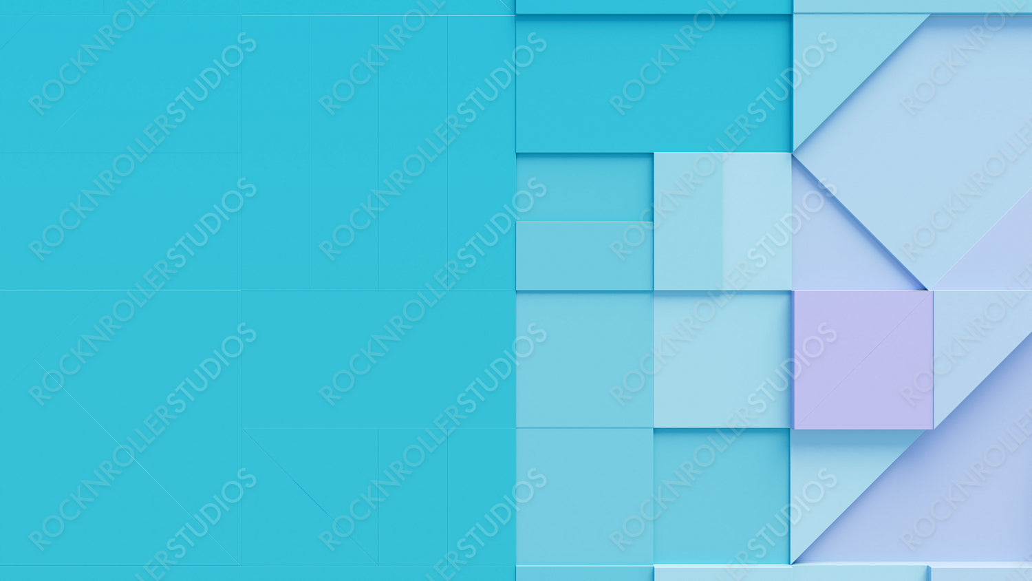 Collection of Purple and Turquoise 3D Blocks form a wall. Business wallpaper with copy-space.