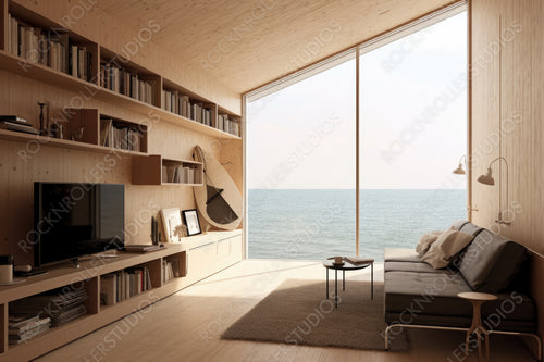 Contemporary Interior Design Background. Natural Room. Generative AI.