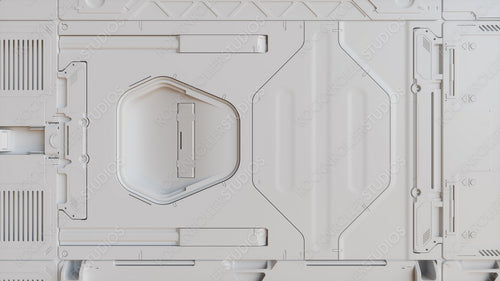 White Technology Background with Advanced, Science Fiction Hardware. 3D Render.