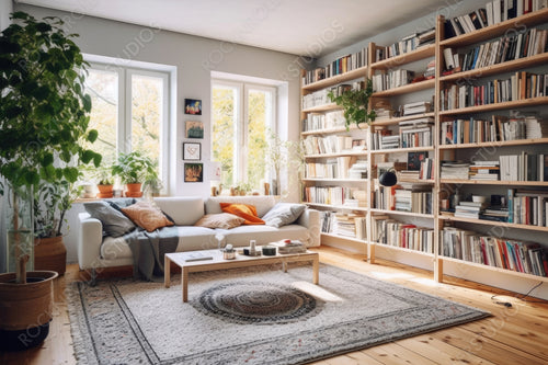 Minimal Interior Design Background. Stylish Living Room. Generative AI.