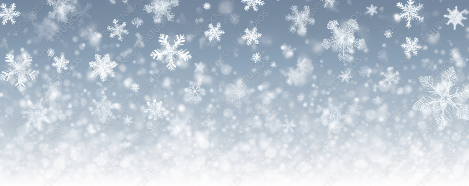 Heavy Snowfall, Snowflakes in Different Shapes and Forms. Many White Cold Flake Elements on blue background. White Snowflakes Flying in The Air. Snow Flakes, Snow Background.
