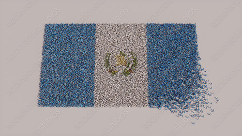 Guatemalan Banner Background, with People congregating to form the Flag of Guatemala.