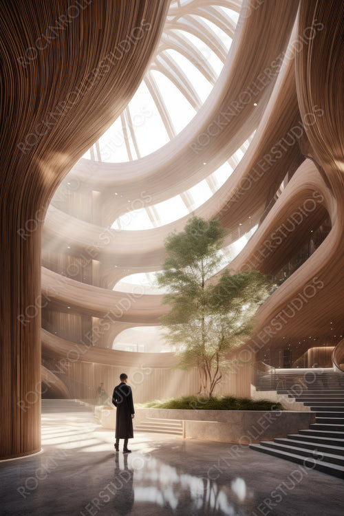 Modern Interior Design Background. Contemporary Atrium. Generative AI.