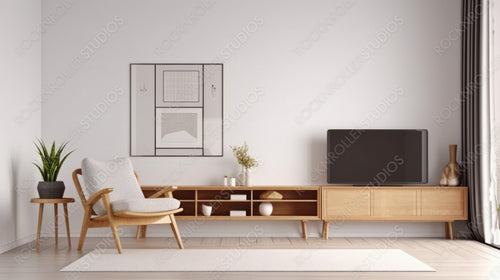 Contemporary Living Room. Minimal Interior Design Background. Generative AI.