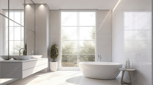 Luxury Bathroom. Stylish Interior Design Background. Generative AI.
