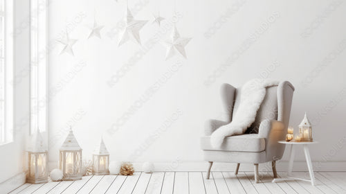 Contemporary livingroom. Christmas Interior Design Background. Generative AI.