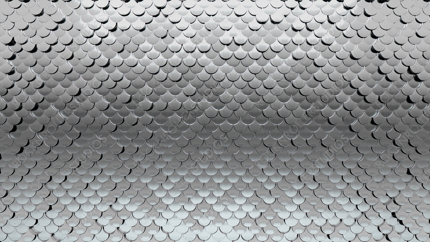 3D Tiles arranged to create a Silver wall. Glossy, Luxurious Background formed from Fish Scale blocks. 3D Render