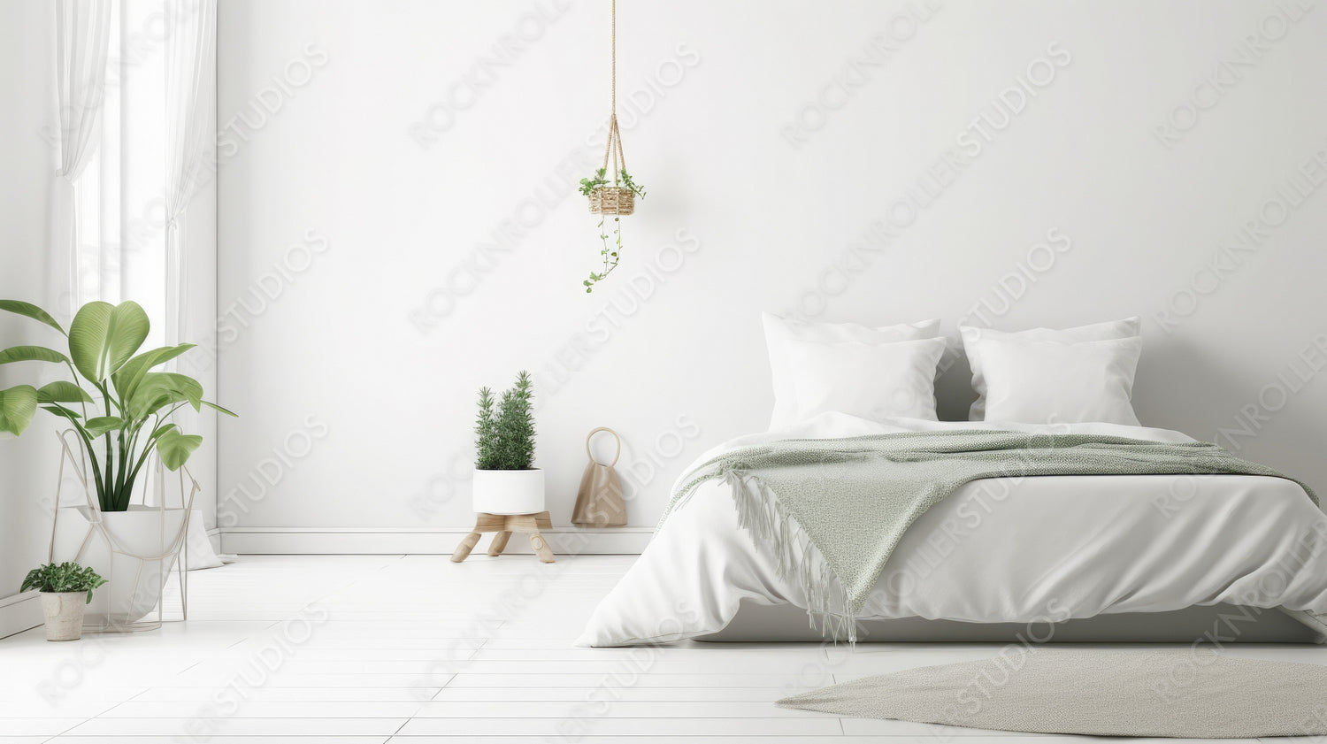 Contemporary Interior Design Background. Modern Bedroom. Generative AI.