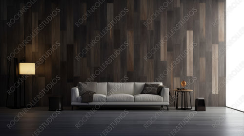 Modern Living Room Background. Contemporary Interior Design. Generative AI.