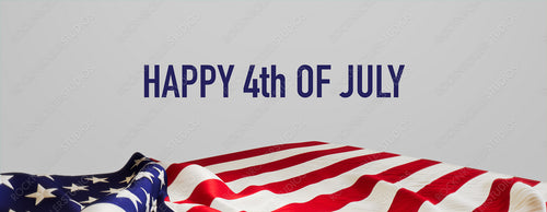 Premium Banner for Independence Day with American Flag and White Background.