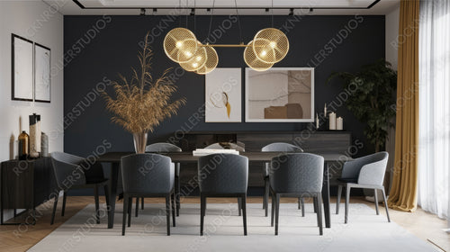 Modern Dining room. Contemporary Interior Design Background. Generative AI.