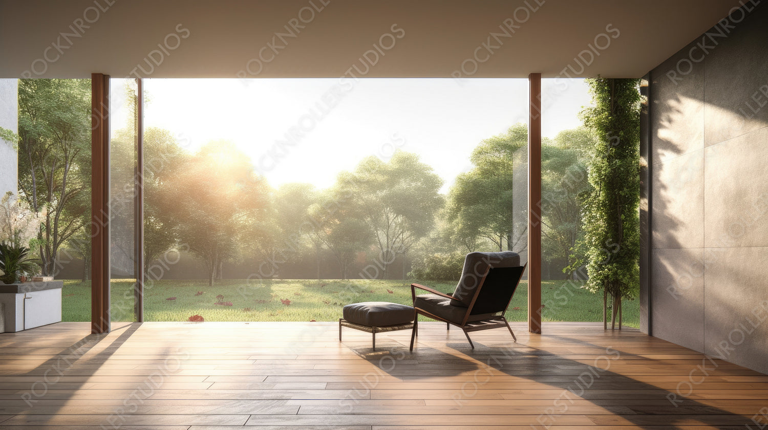 Modern Terrace. Contemporary Interior Design Background. Generative AI.