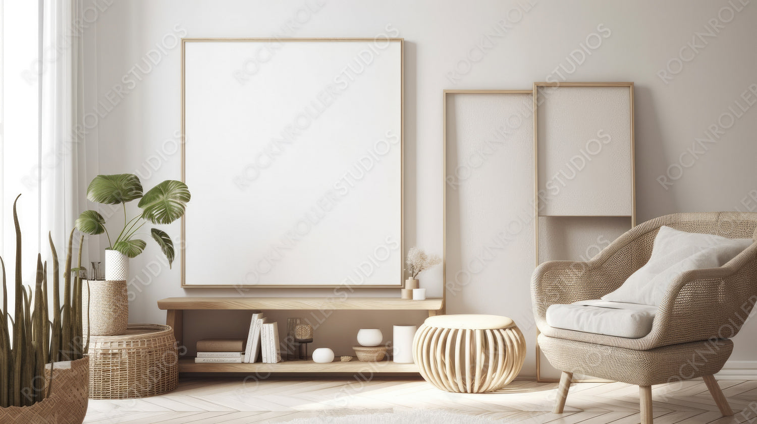 Stylish Interior Design Background. Scandinavian Home. Generative AI.