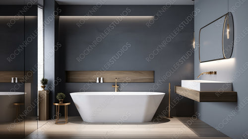 Contemporary Interior Design Background. Minimal Bathroom. Generative AI.