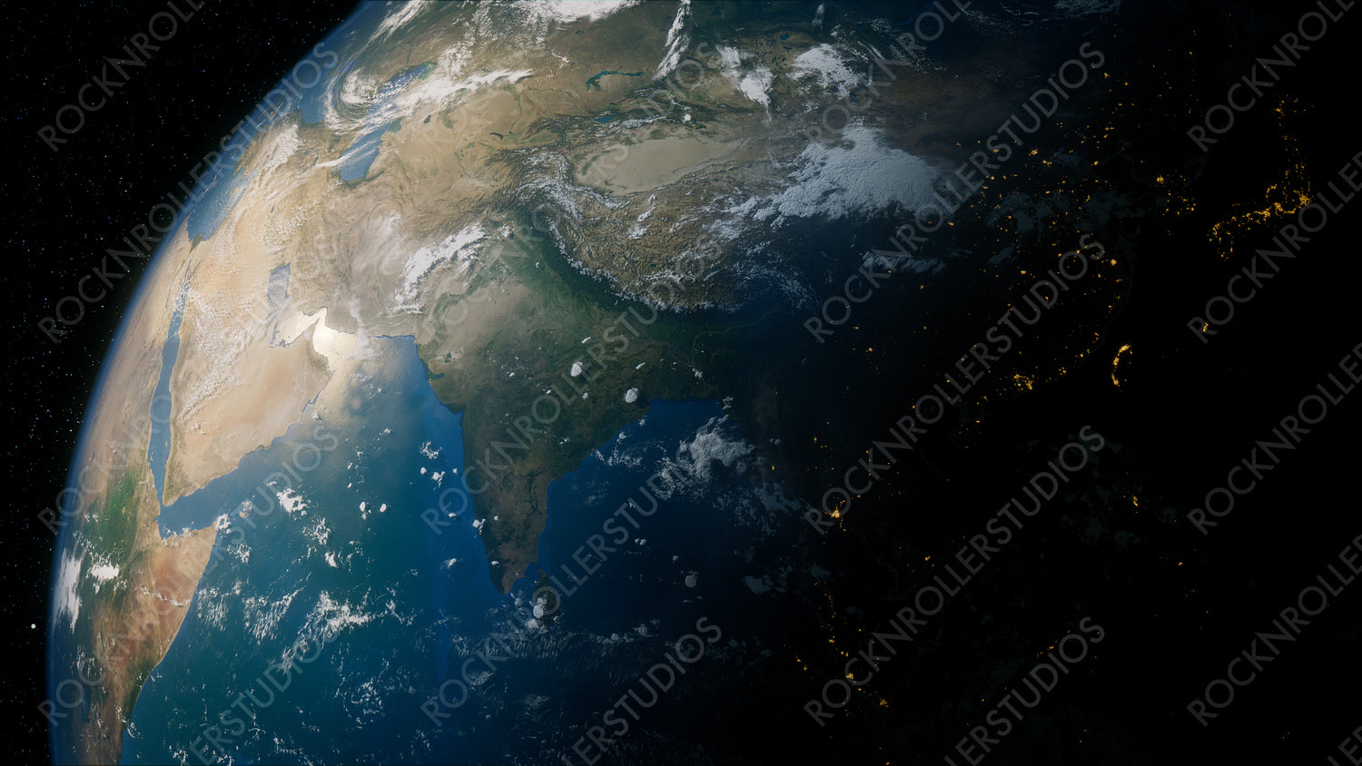 Earth in Space. Photorealistic 3D Render of the World, with views of China and Asia. Global Concept.