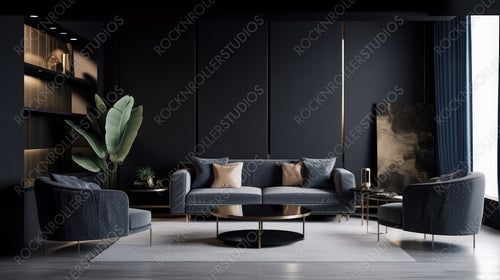 Contemporary Interior Design Background. Luxury Living Room. Generative AI.