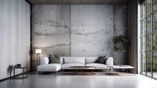 Loft Interior Design Background. Contemporary Living Room. Generative AI.