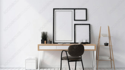 Modern Frame Mock up Background. Stylish Interior Design. Generative AI.