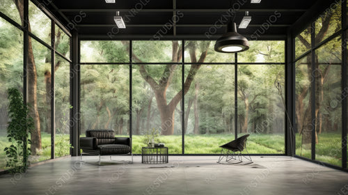 Contemporary Room. Industrial Interior Design Background. Generative AI.